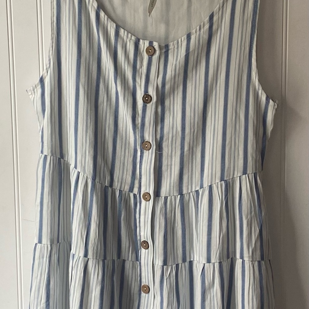 Mia and Tess Striped Sleeveless Button-Down Dress